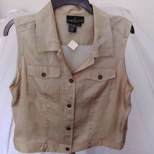 Carole Little Sport Top Gold Shimmer Dressy Size Lg Vintage